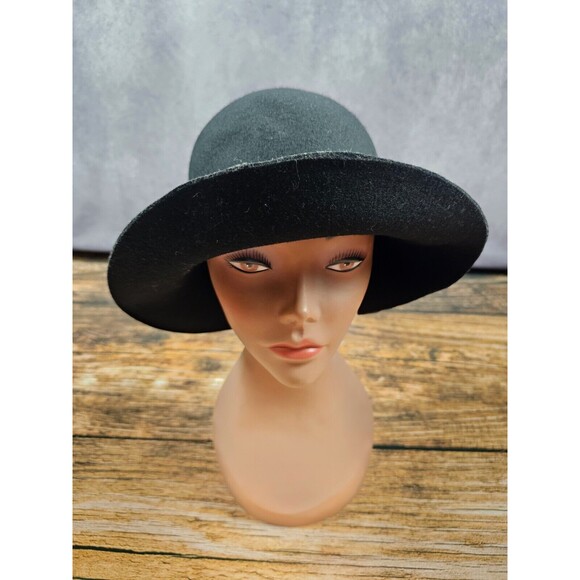 VTG 70s Lord & Taylor Italy Made Black 100% Wool Hat Retro Rockabilly Derby OS main image 4